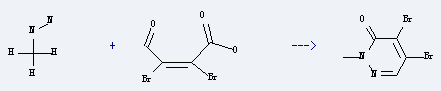 3(2H)-Pyridazinone,4,5-dibromo-2-methyl- is prepared by reaction of Methylhydrazine with 2,3-Dibromo-4-oxo-cis-crotonic acid.